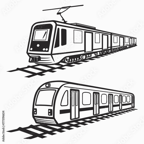Two modern train vector illustrations