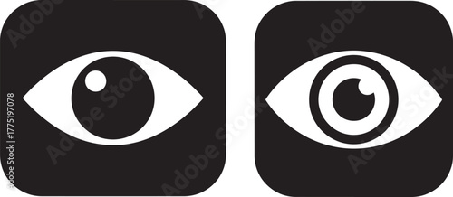 Two stylized eye icons in black and white silhouette