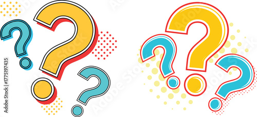 Colorful question marks on white background
