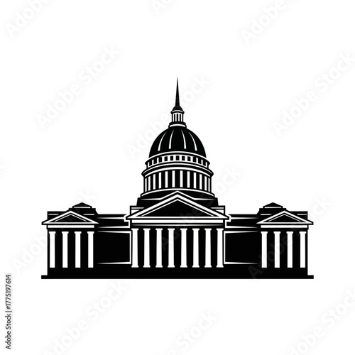 Capitol Building Dome Government Architecture Landmark Neoclassical Vector Illustration