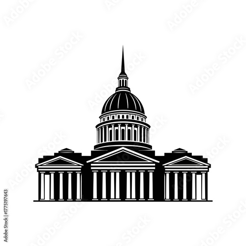 Capitol Building Dome Government Architecture Landmark Neoclassical Vector Illustration