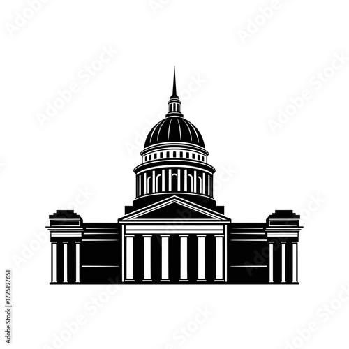 Capitol Building Dome Government Architecture Landmark Neoclassical Vector Illustration