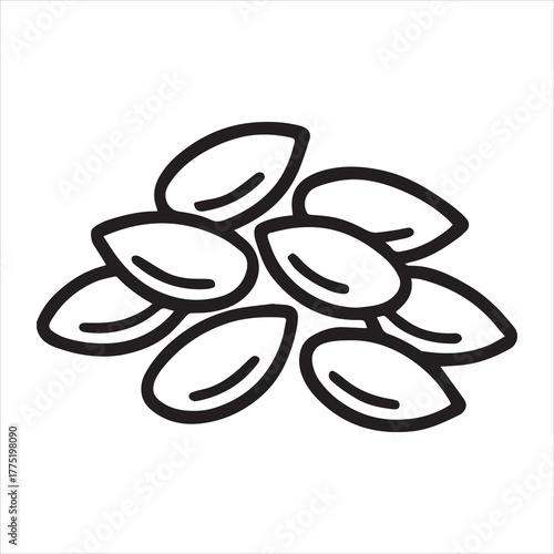 Flax seeds outline icon vector