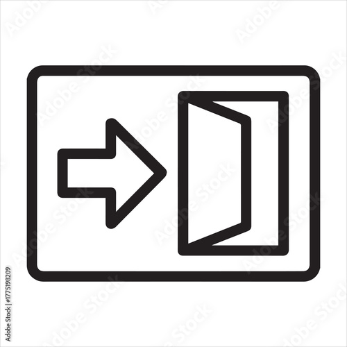 Vector icon featuring exit symbol with arrow and door