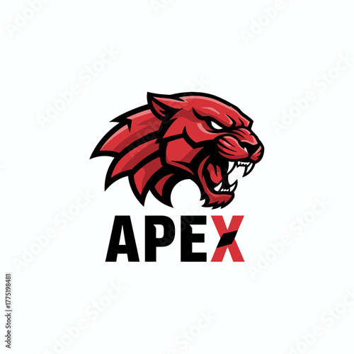 The “APEX” logo features a fierce red tiger head roaring, symbolizing strength, dominance, and competitive spirit, with bold black and red text below.
