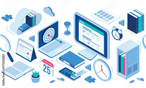 Isometric icons infographics elements for web site