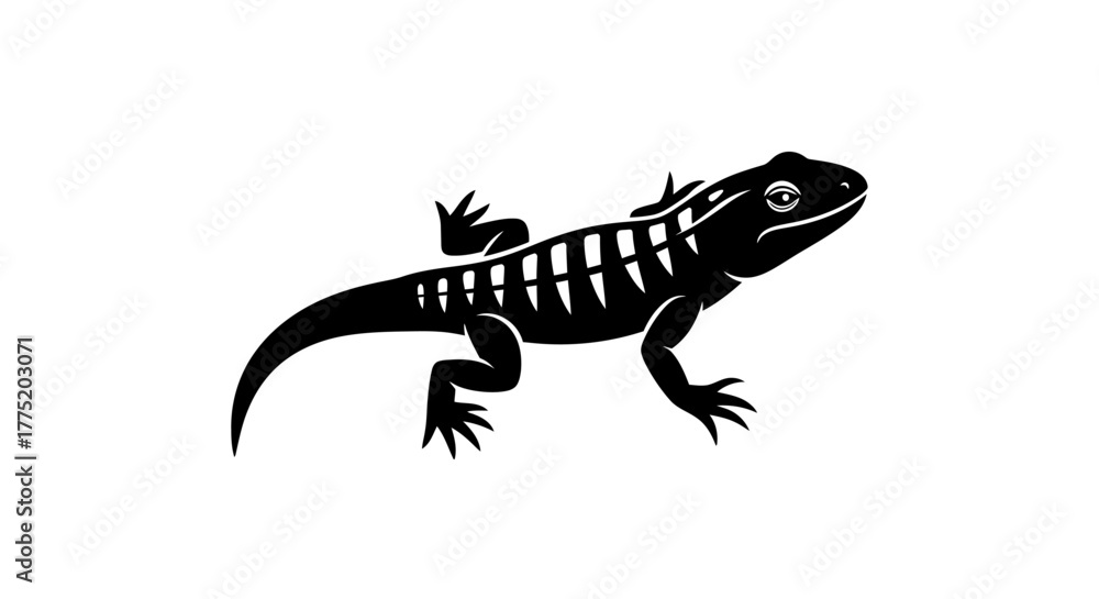 Fototapeta premium Black lizard silhouette with transparent background
