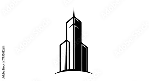 Modern skyscraper outline with transparent background
