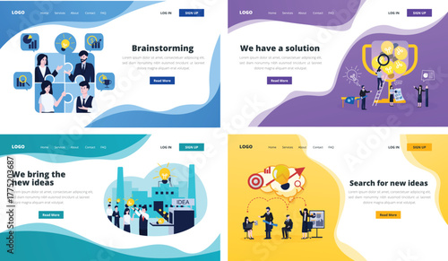 Set of web page design template for startup business