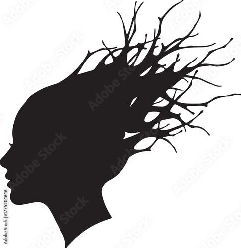 Silhouette, Woman Profile, Hair 