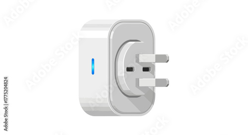 Compact smart plug with blue indicator, enabling remote power control and automation for household devices, perfect for connected homes