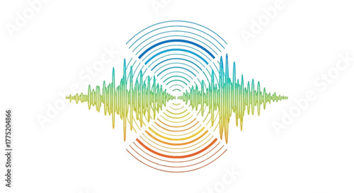Colorful Abstract Sound Wave Illustration Capturing Audio Spectrum Dynamics and Rhythms