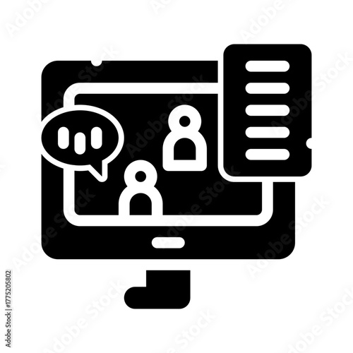 icon online meeting with style glyph