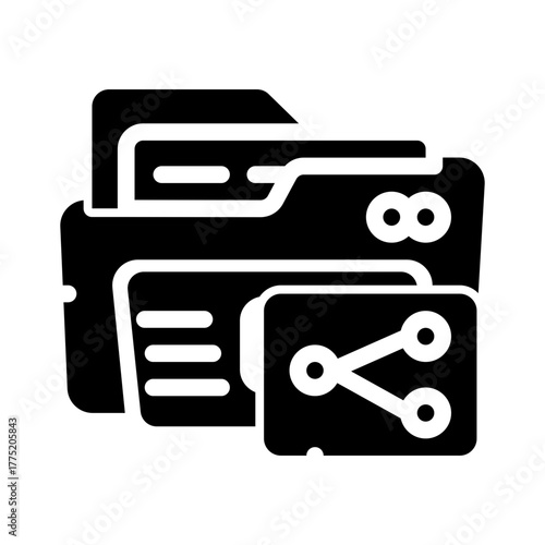 icon share folder with style glyph