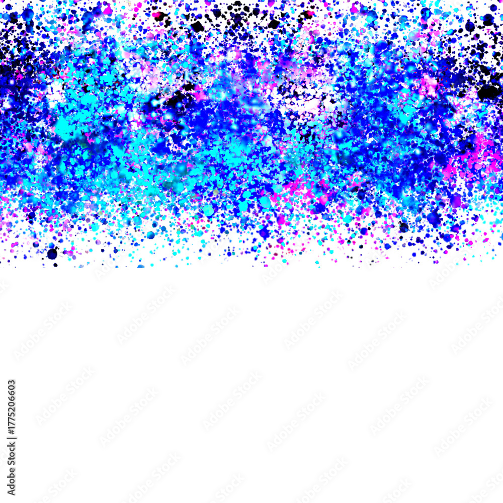 Fototapeta premium Dynamic Paint Splatter Texture Border in Neon Blue and Magenta