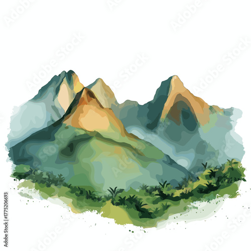 Andes Mountains. Andes Mountains hand drawn watercolor illustration