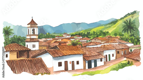 Barichara. Barichara hand drawn watercolor illustration