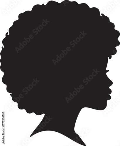 Silhouette of a Child's Profile with Afro Hair on White Background gw8m2wgw8m2wgw8m also transparent background