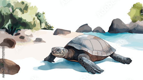 Galapagos Islands. Galapagos Islands hand drawn watercolor illustration