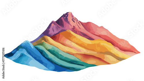 Rainbow Mountain - Vinicunca. Rainbow Mountain - Vinicunca hand drawn watercolor illustration
