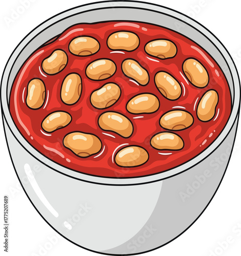 A bowl of baked beans isolated on white background presents a comforting and familiar dish, showcasing the simplicity and warmth of this classic culinary staple