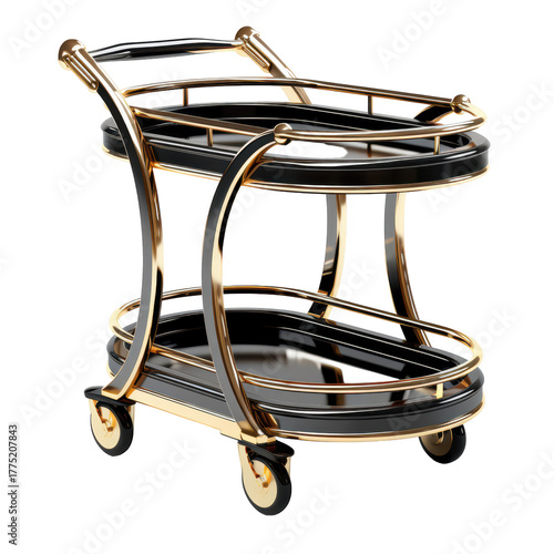 Serving trolley tray cart on transparent background