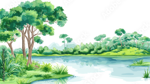 Ybycui National Park. Ybycui National Park hand drawn watercolor illustration