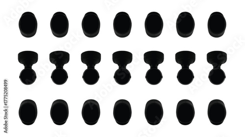 Black Oval Shaped Objects on White Background vector