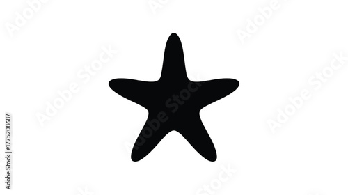 Black Starfish Silhouette on White Background Keywords: starfish, silhouette, black, white