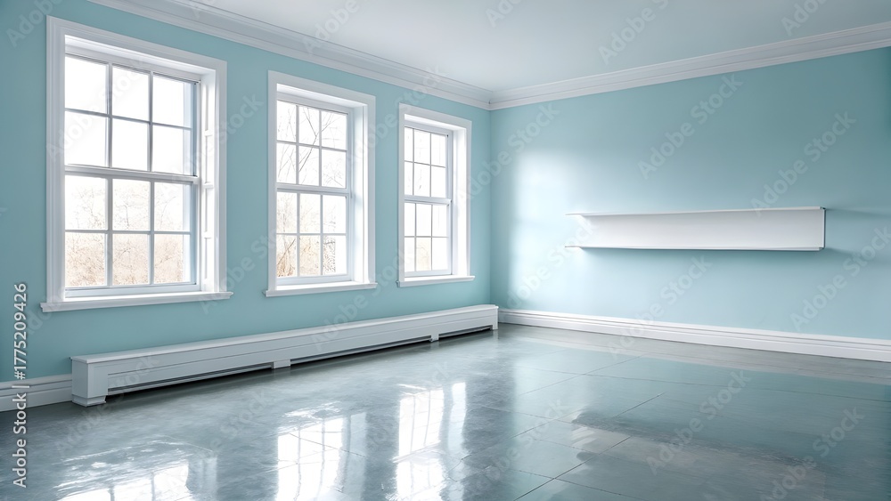 Fototapeta premium Modern Symmetrical Room with Soft Natural Lighting 
