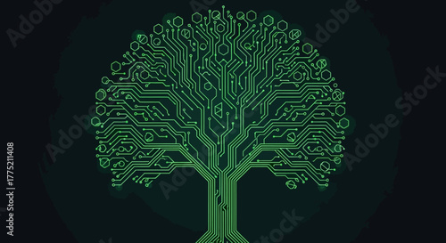 Circuit tree concept with transparent background