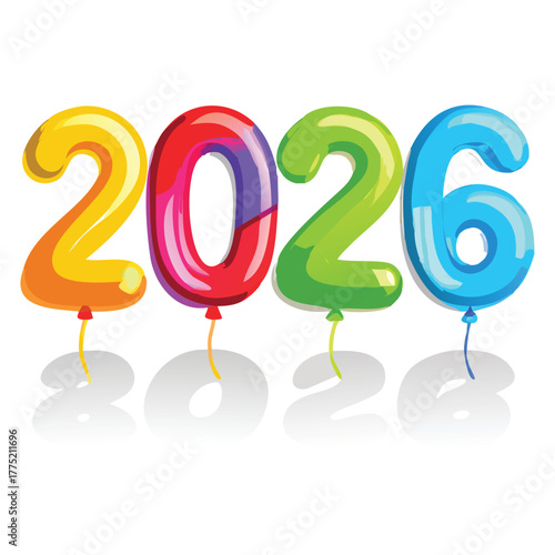 Happy new year celebration with colorful balloons design for greeting card and party invitation design