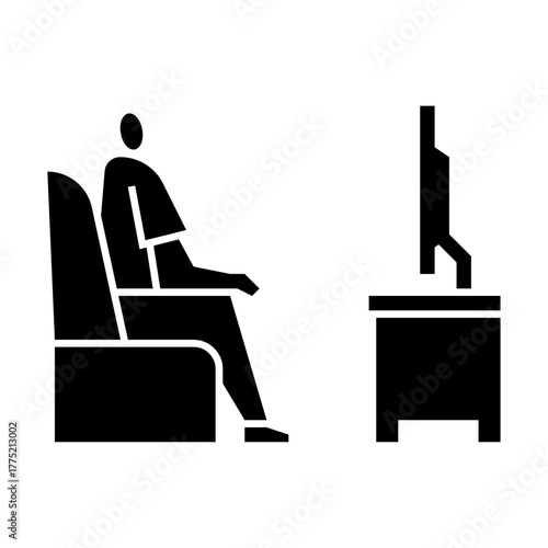 watch tv glyph icon. watching tv illustration.
