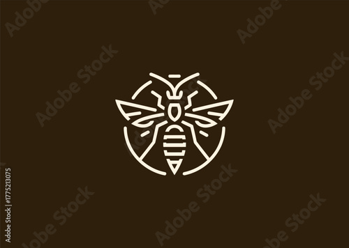 An abstract wasp logo designed with sharp linear geometry, balancing symmetry and motion to represent focus, energy, and precision in minimalist vector illustration