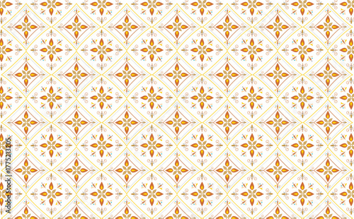 Seamless Luxury Golden Ornamental Floral Grid Pattern Background
