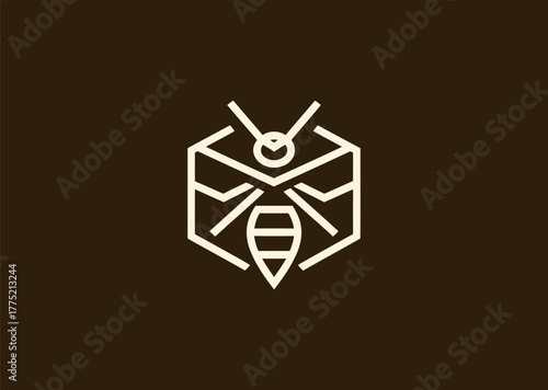 An abstract wasp logo designed with sharp linear geometry, balancing symmetry and motion to represent focus, energy, and precision in minimalist vector illustration
