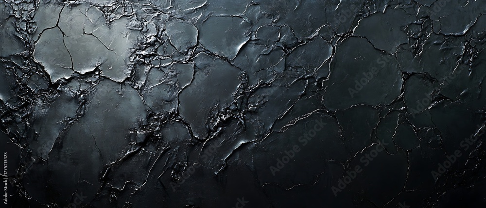 Fototapeta premium Abstract textured dark background with rough surface and dramatic lighting creating depth and shadow.