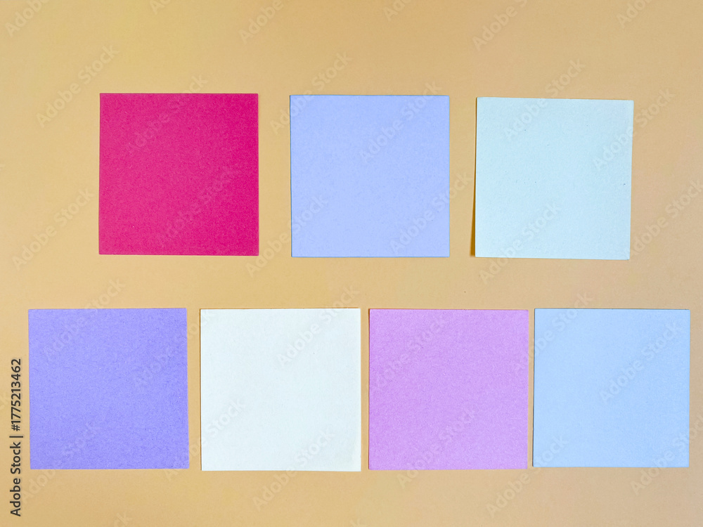 Fototapeta premium Blank empty multicolor note paper for copy space background. Stock photo.