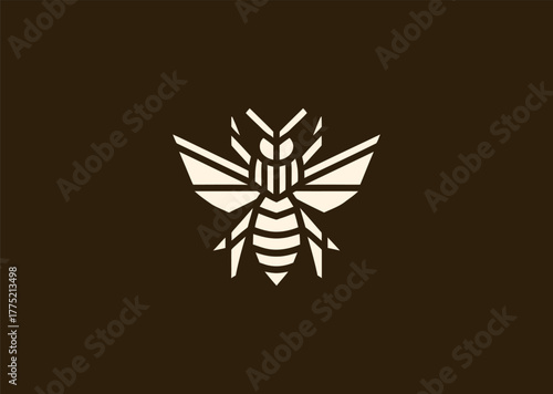 An abstract wasp logo designed with sharp linear geometry, balancing symmetry and motion to represent focus, energy, and precision in minimalist vector illustration