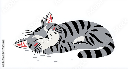 Modern minimal illustration of a cute sleeping cat