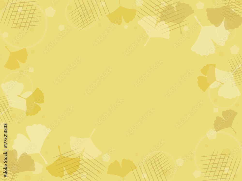 Fototapeta premium 和風のイチョウ背景 ベクターの黄色い秋のテクスチャ Vector ginkgo background