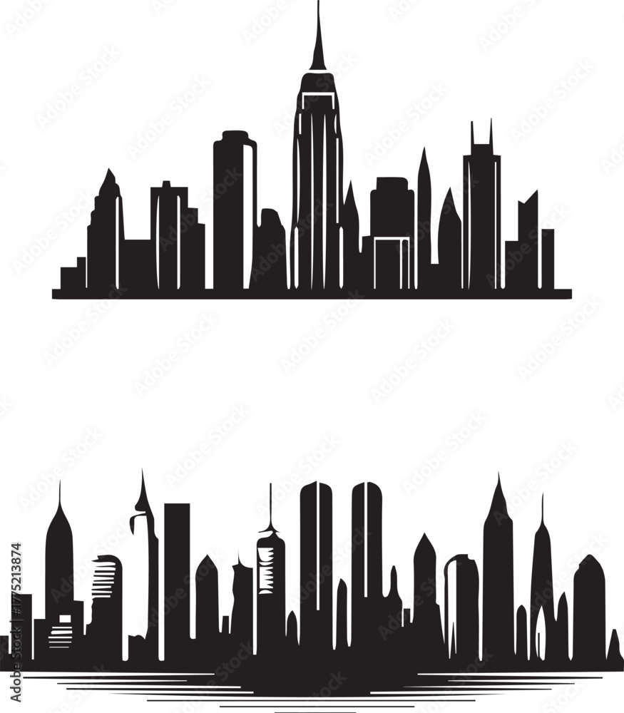 Obraz premium City Building Silhouette Vector Illustration
