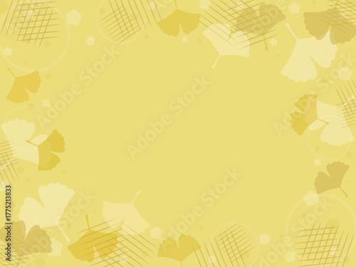 和風のイチョウ背景　ベクターの黄色い秋のテクスチャ　Vector ginkgo background