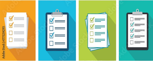 Checklists on colorful backgrounds a comprehensive overview of task management and organization, isolated on white background