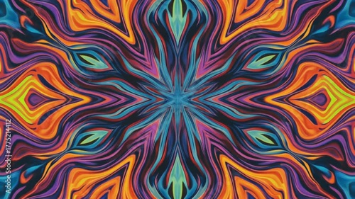 Symmetric Abstract Bright Liquid Ornament Background