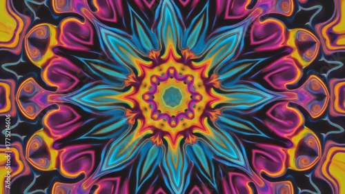Symmetric Abstract Bright Liquid Ornament Background