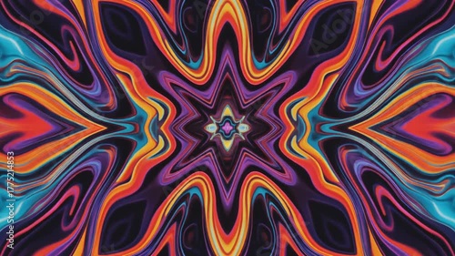 Symmetric Abstract Bright Liquid Ornament Background