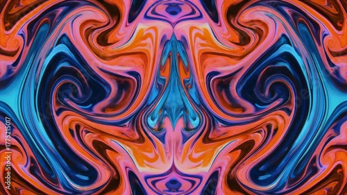 Symmetric Abstract Bright Liquid Ornament Background