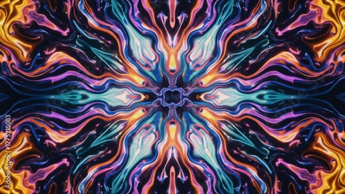 Symmetric Abstract Bright Liquid Ornament Background