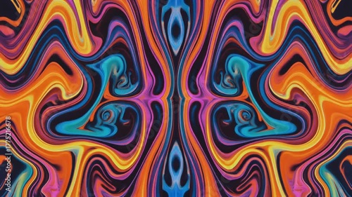 Symmetric Abstract Bright Liquid Ornament Background